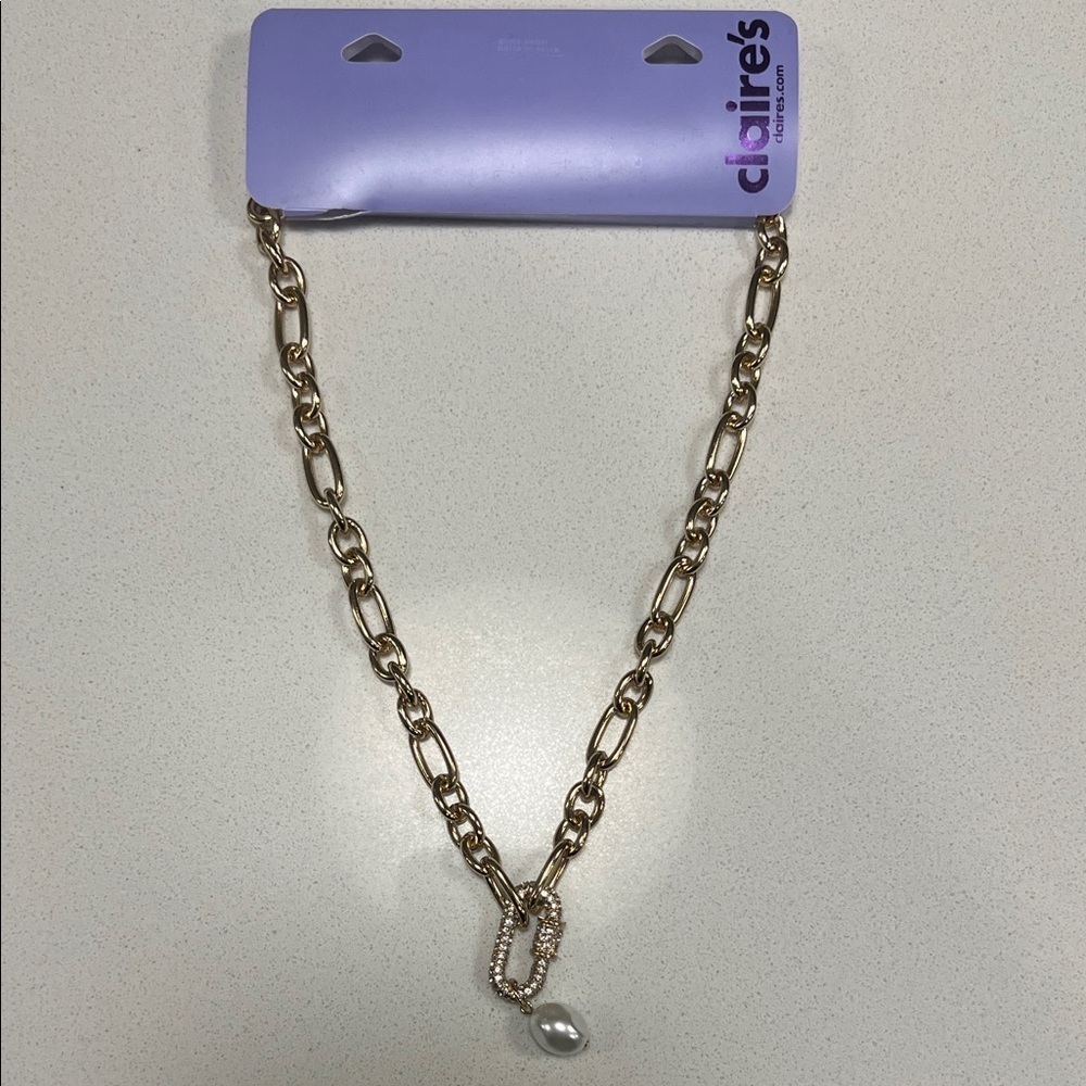 Claire's Gold Necklace with Pearl Drop